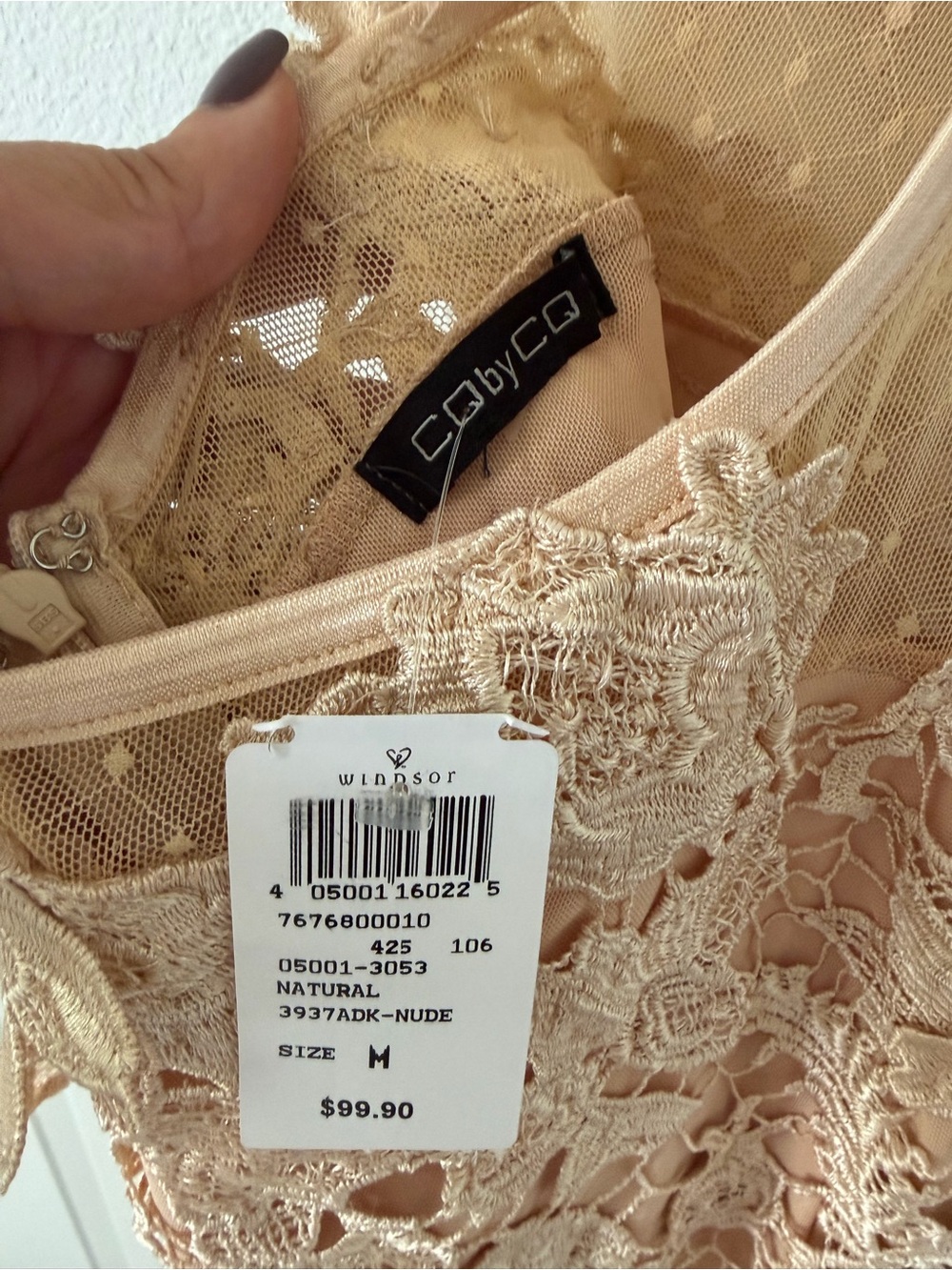 Windsor Beige Floral Lace Mini Dress - Picture 5 of 6